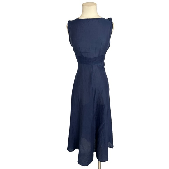 AWAVEAWAKE Midi Apron Navy Blue Dress XS - Picture 5 of 7